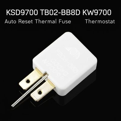 KSD9700 Auto Reset Thermal Fuse Thermostat dengan kisaran suhu 0-250°C dan Bakelite Case untuk aplikasi yang biasanya tertutup atau biasanya terbuka